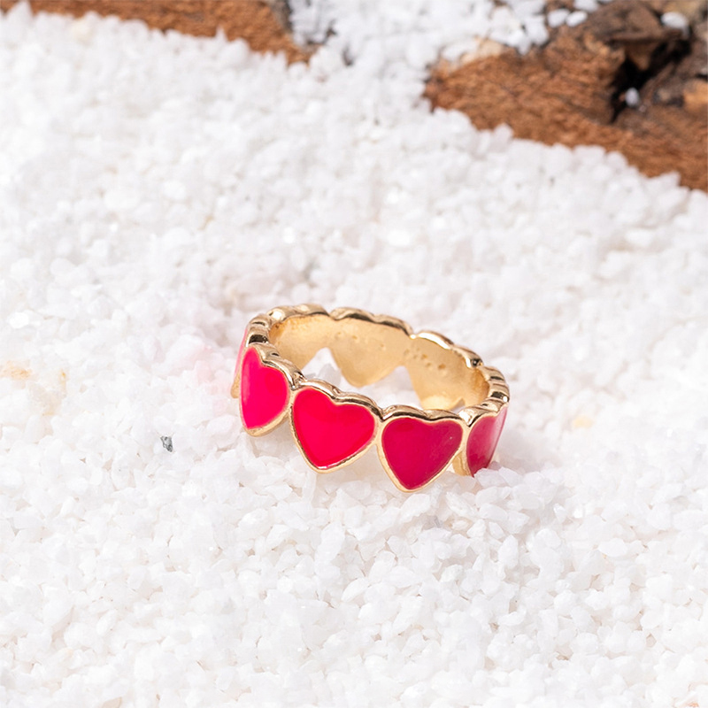 Candy colored Heart shaped Fun Simple Metal Love Ins Ring