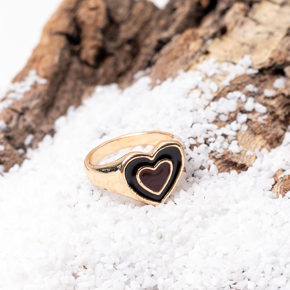 Colorful Y2k Heart Gradient Gold Metal Ring