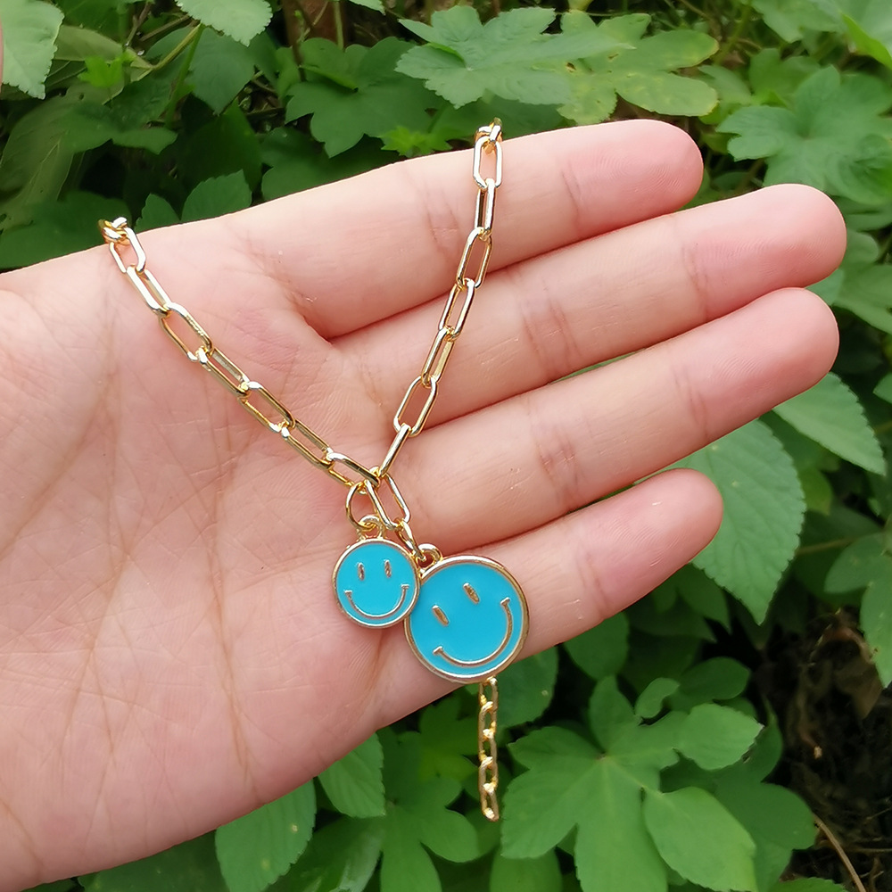Smiley Size Chain Necklace Simple Multicolor Necklace