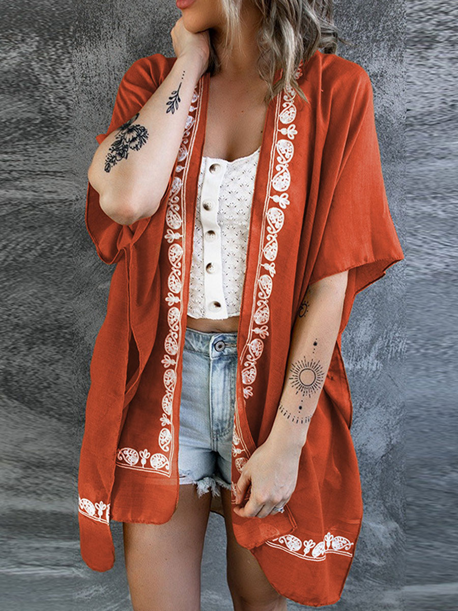 Casual Loose Embroidered Sun Protection Cardigan