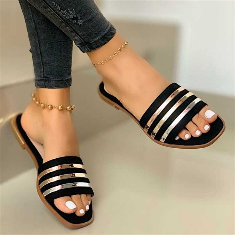 Square toe Suede Beach Slippers