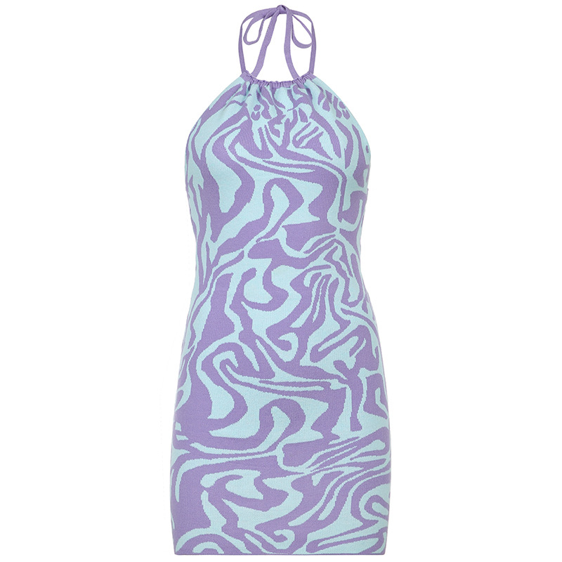 Sexy Skinny Rippled Backless Sling Knit Dress