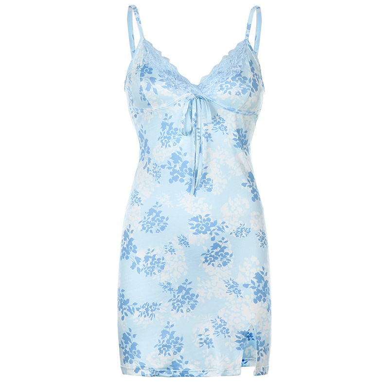 Girls Floral Slit Tie Dress