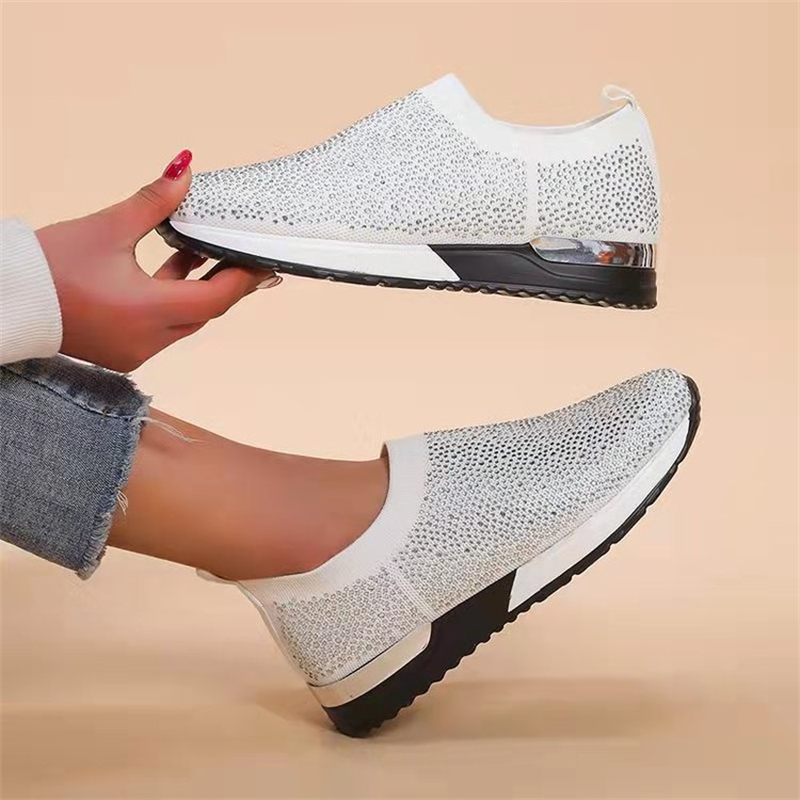 Round Toe Hot Brick Elastic Sneakers