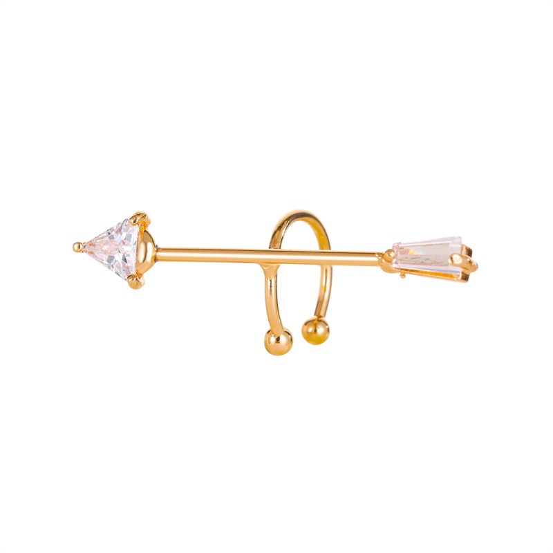 Zircon Arrow Simple Versatile Single Earrings Without Piercing