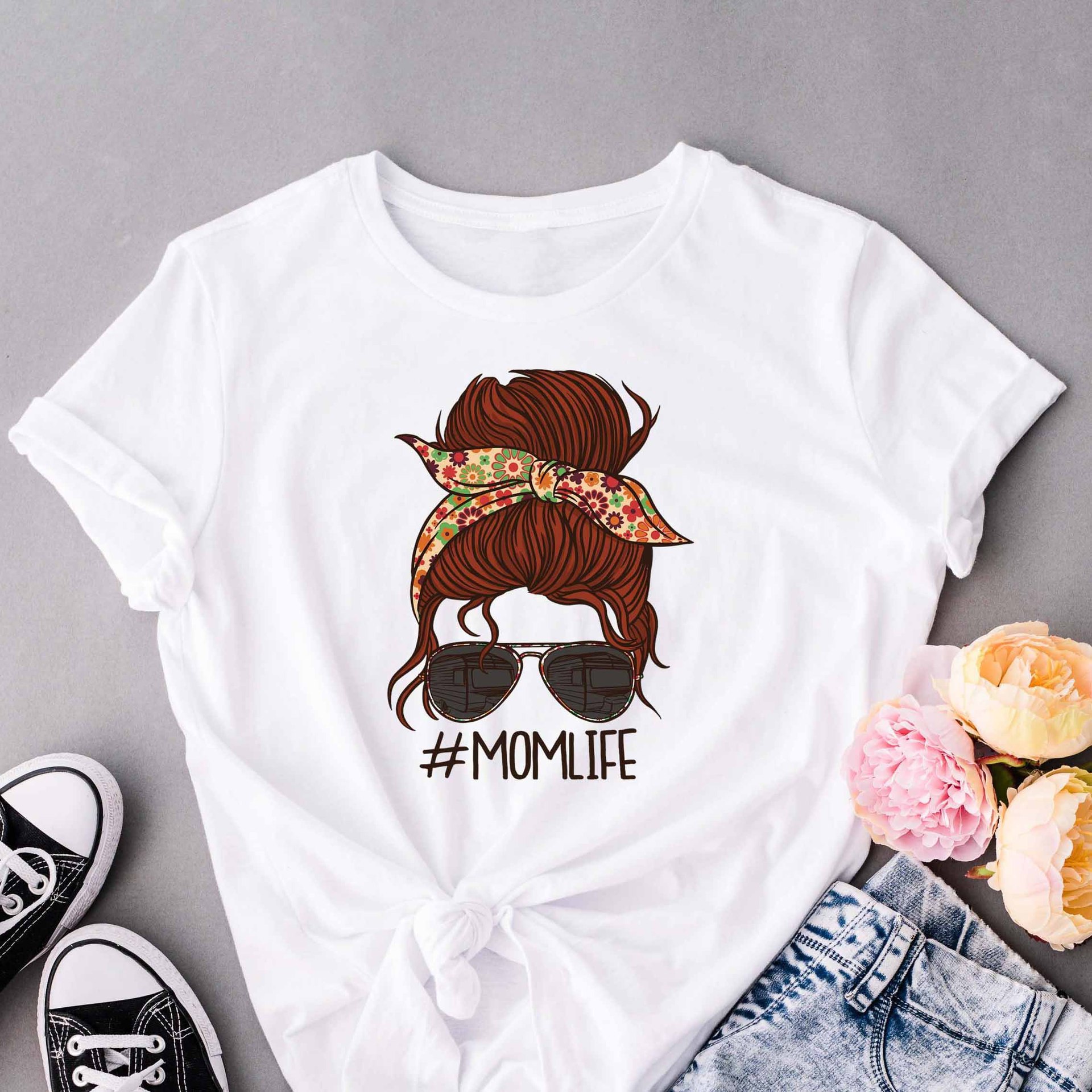 Women's Cool Mom Life Print Cotton T Shirt