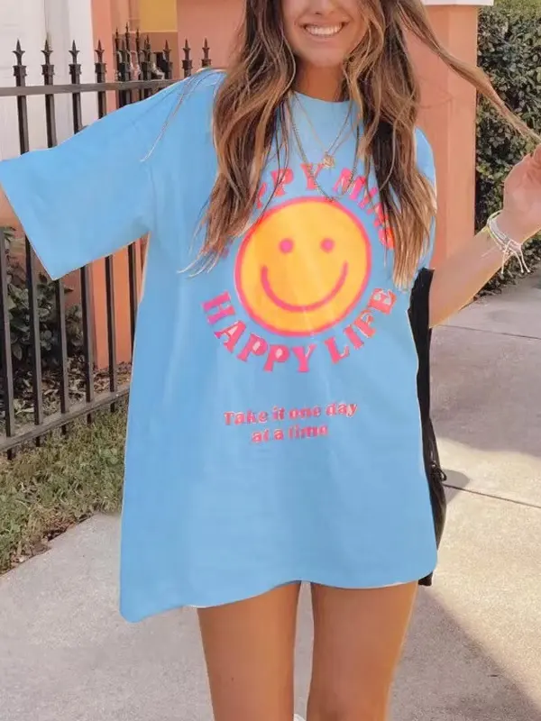 Happy Mind Oversized T-shirt - Oasisjoy.com 