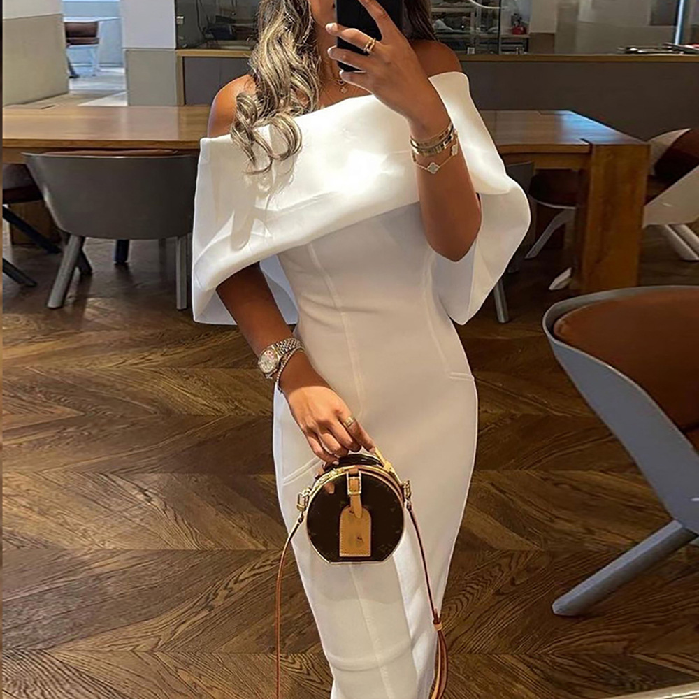 Ladies Elegant New Fashion Off Shoulder Elegant Floral Print Party Dress