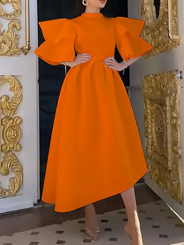 Ladies Elegant New Double Ruffle Sleeve Party Dress Dress - Ininrubyclub.com 