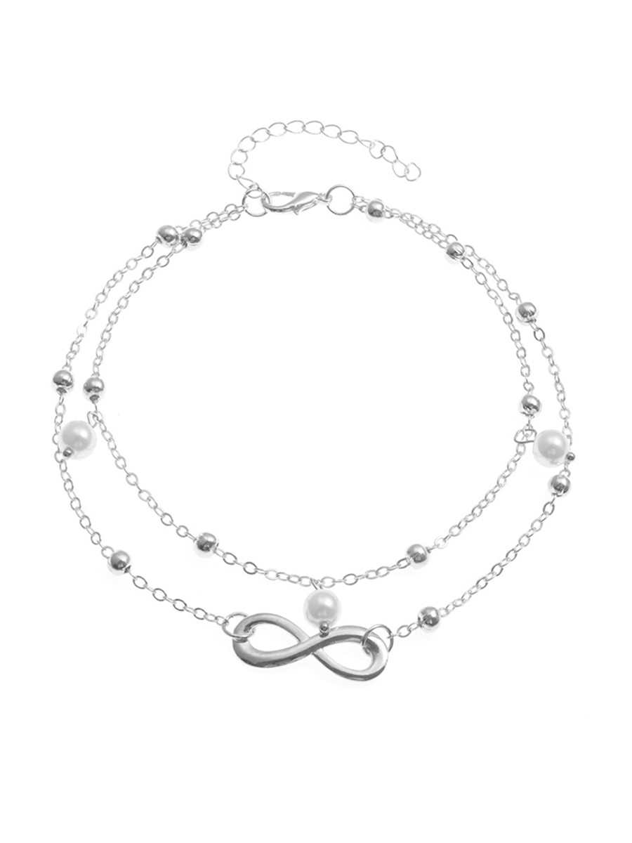 Fashion Pearl Figure 8 Anklet