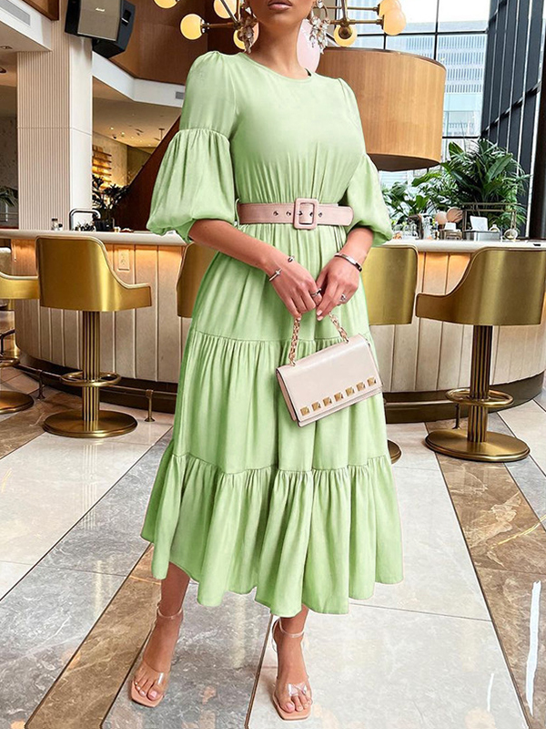 Women's Elegant Fashion Puff Sleeve Ruffle Half Sleeve Dress