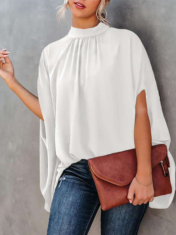 Ladies Fashion Round Neck Loose Doll Sleeve Round Neck Shirt