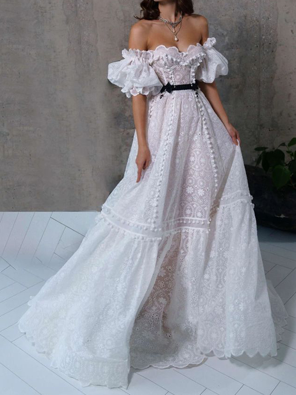 Ladies Lace Sexy Tube Top Evening Dress
