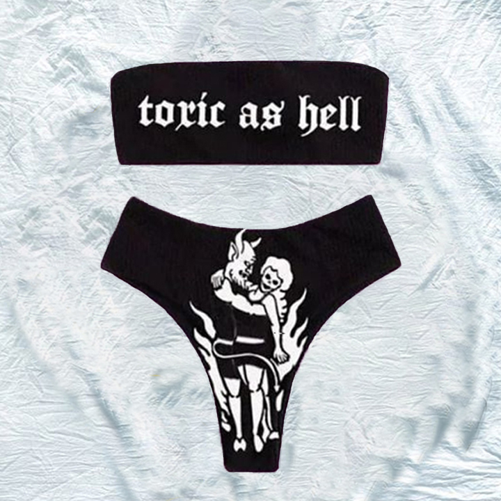 Vintage Spice Girls Y2K Tattoo Print Bikini