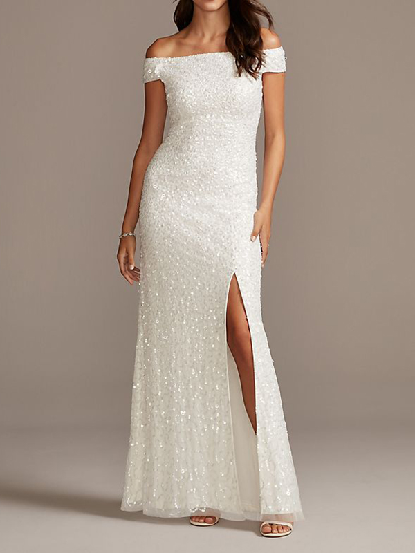 Ladies Elegant Off Shoulder Slit Dress