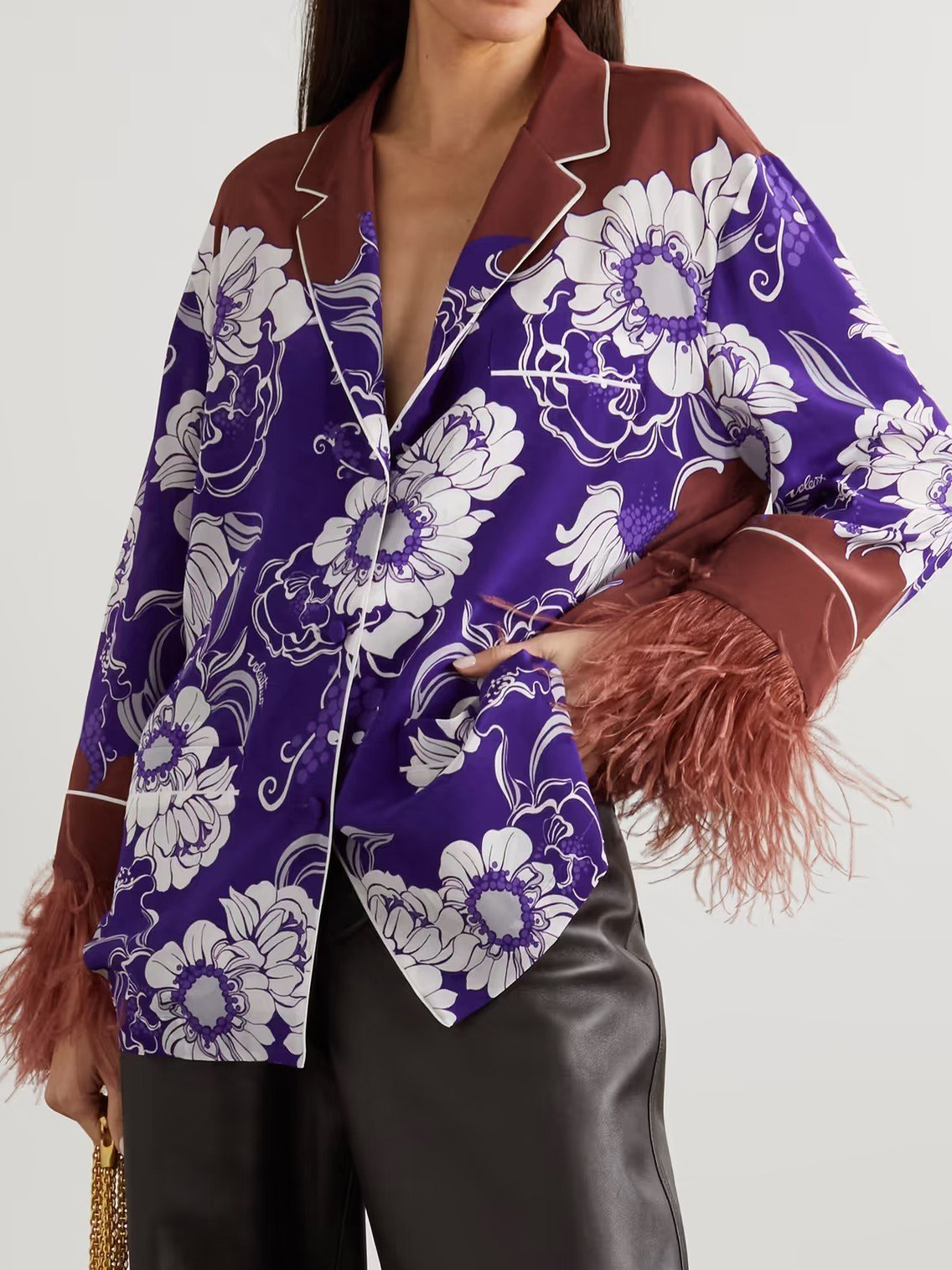 Women's Floral Print Feather Shirt