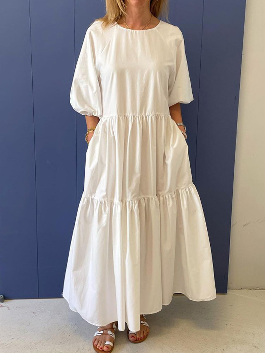 Summer Patchwork Casual Solid Color Dress