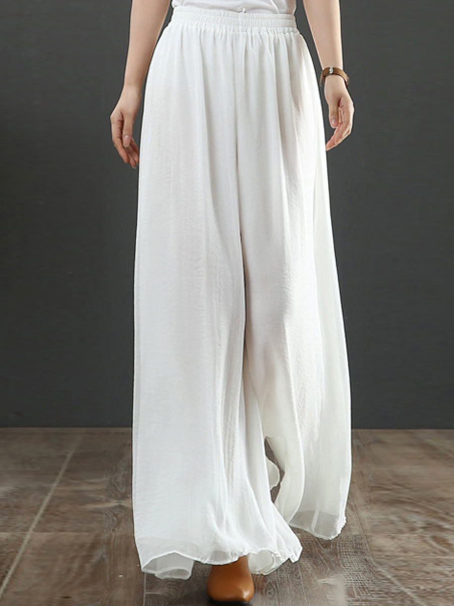 Casual Loose Solid Color Wide Leg Pants