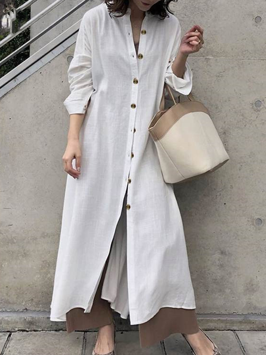 Casual Comfortable Solid Color Cotton Dress