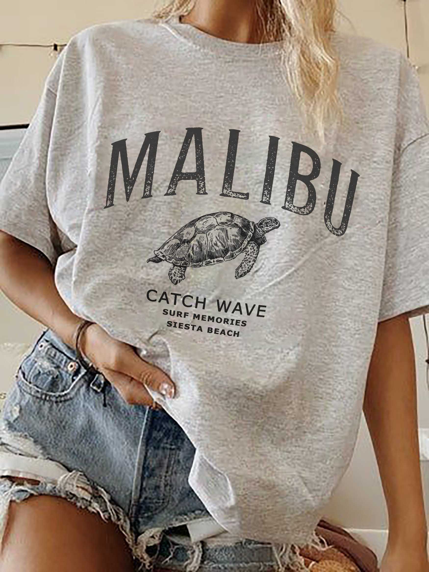 Women's Malibu Turtle Print Chic Loose T-shirt