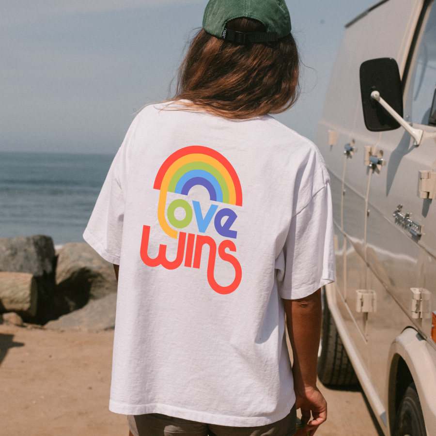 

Women's Love Wins Rainbow Print Loose T-Shirt