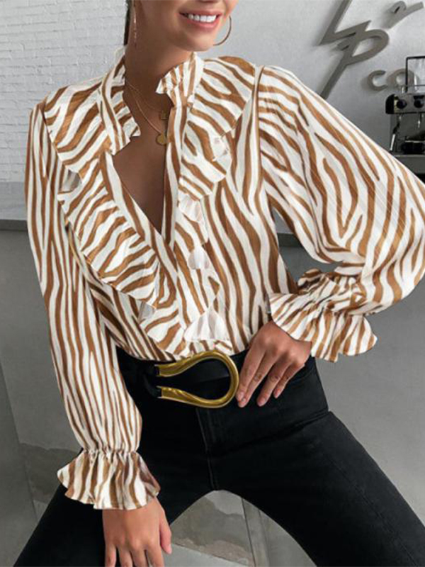 Ladies Elegant Loose Leopard Print Shirt