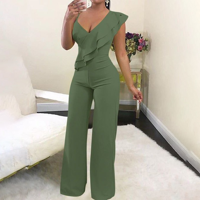 Ladies Elegant Sexy Ruffle Jumpsuit