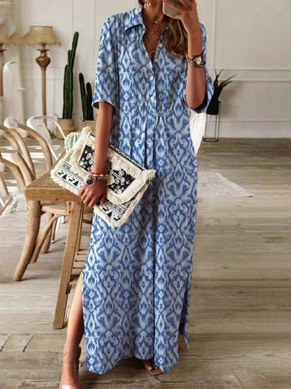 Ladies Elegant Sexy Print Swing Dress