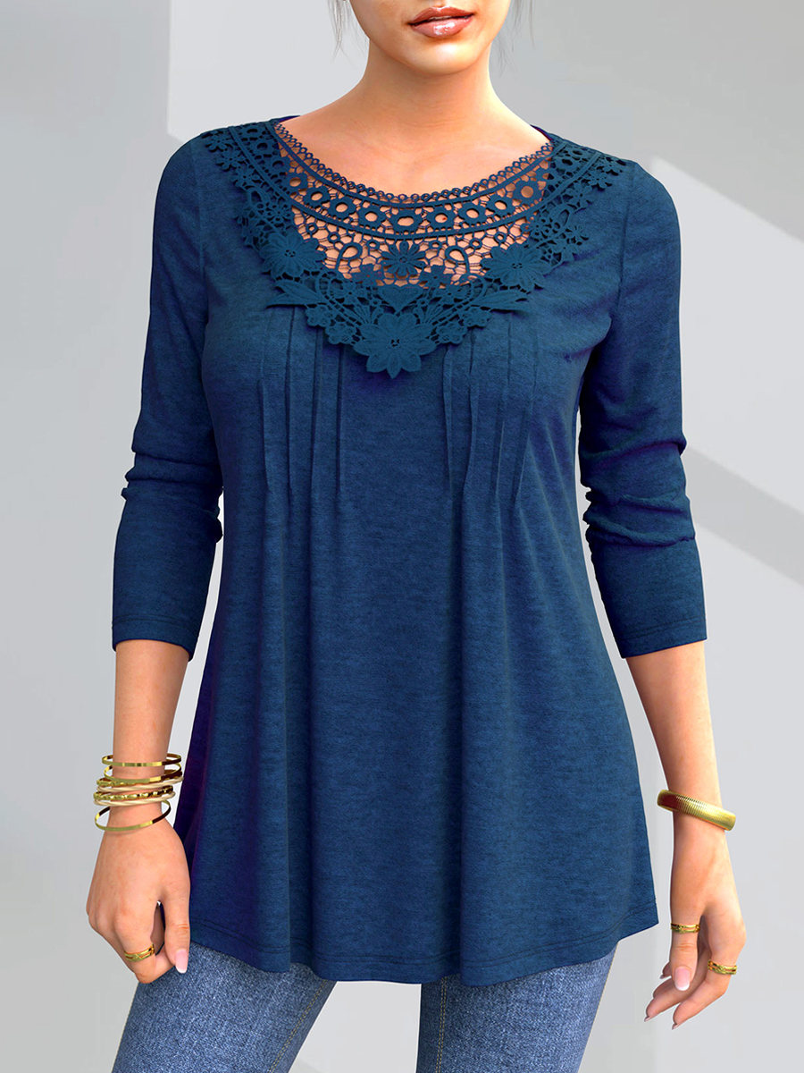 Spring/Autumn Lace Loosen Long Sleeve T Shirt