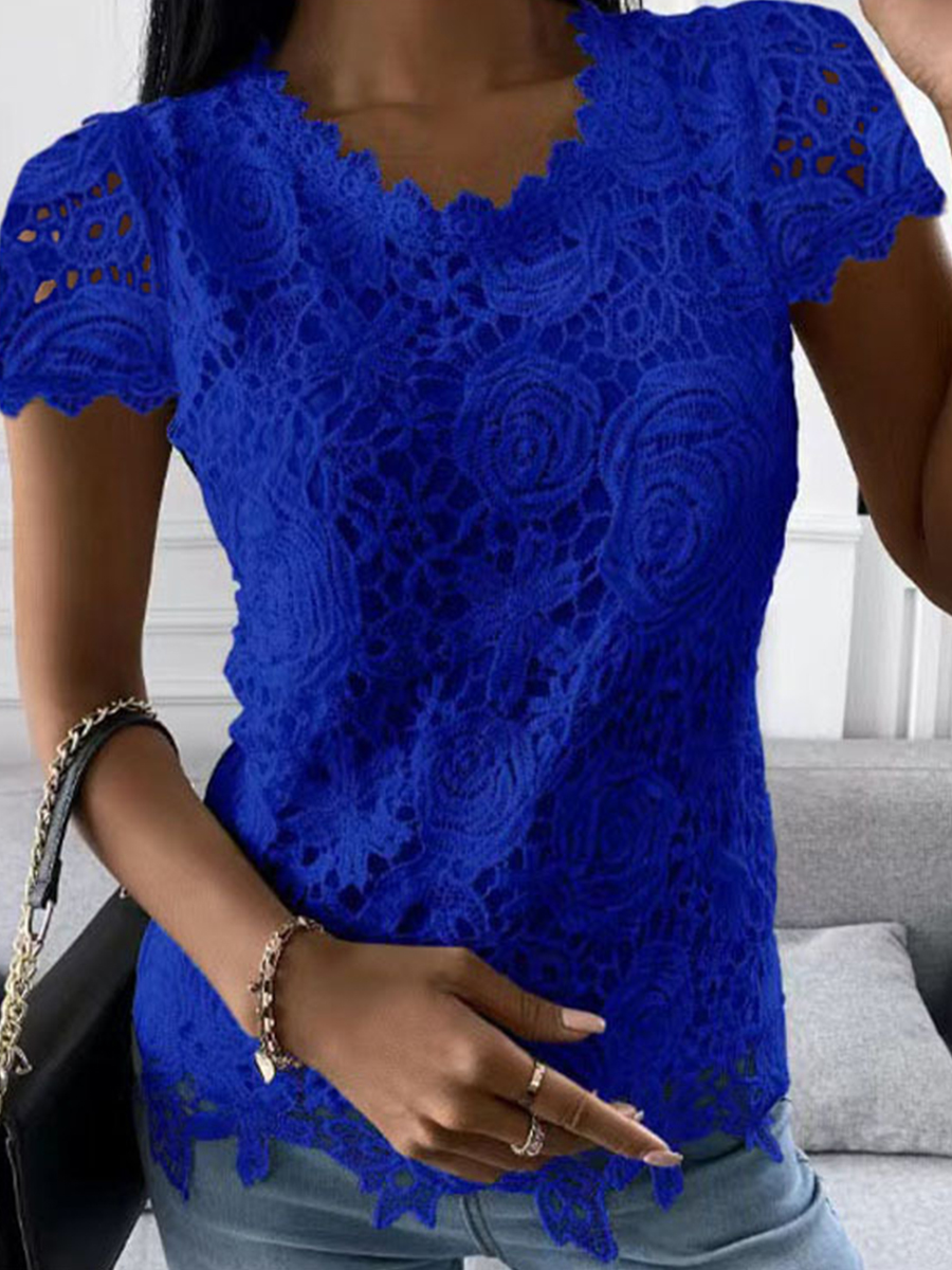 Summer Lace Short Sleeve Blouse