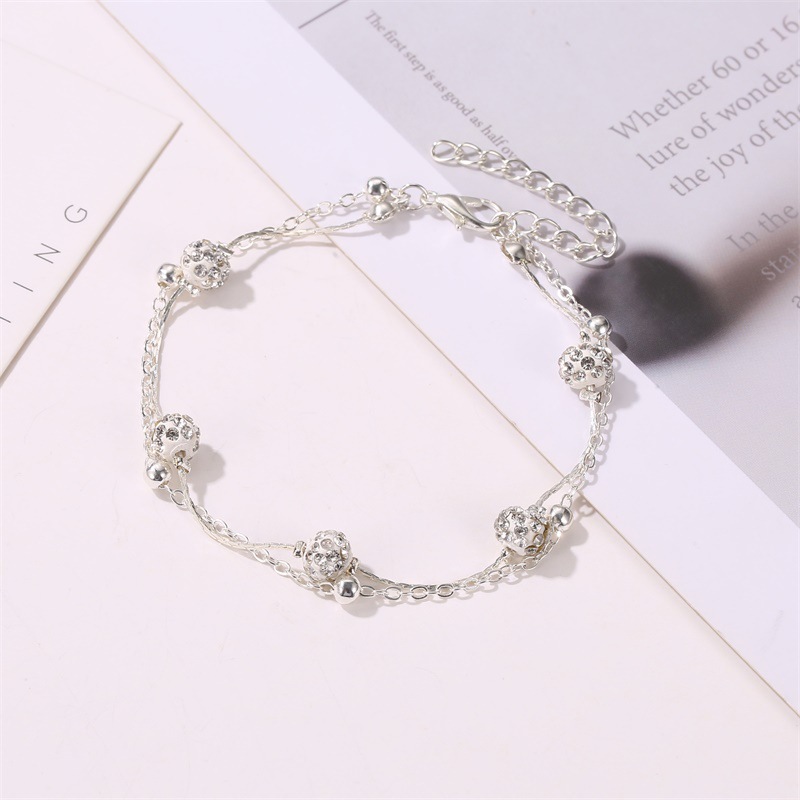 Double Diamond Ball Crystal Beach Anklet