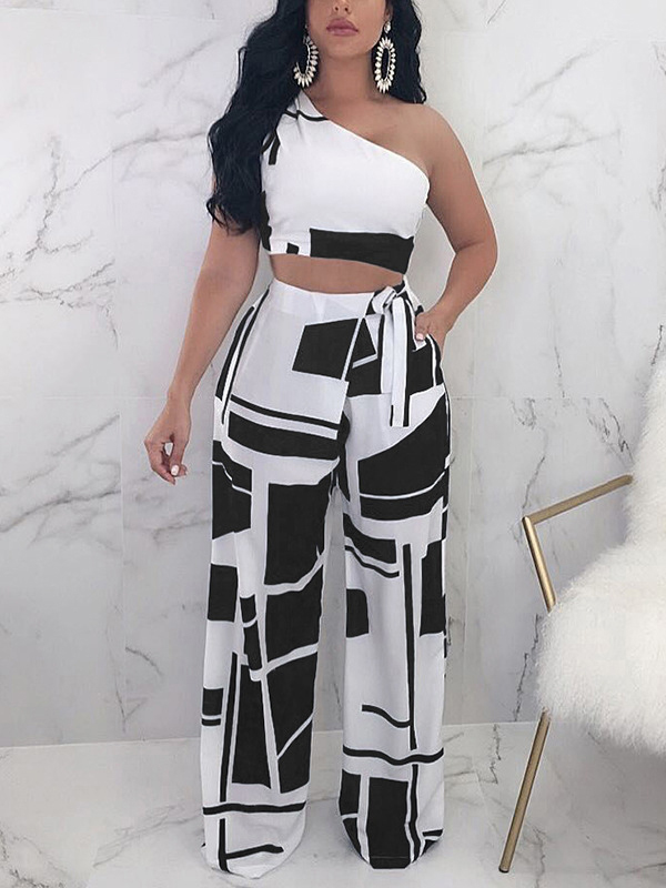 Ladies Elegant Print Geometric Suit