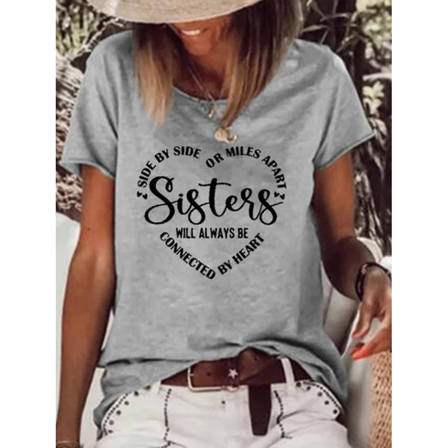 

Casual Letter Print Crew Neck Short Sleeve T-Shirt