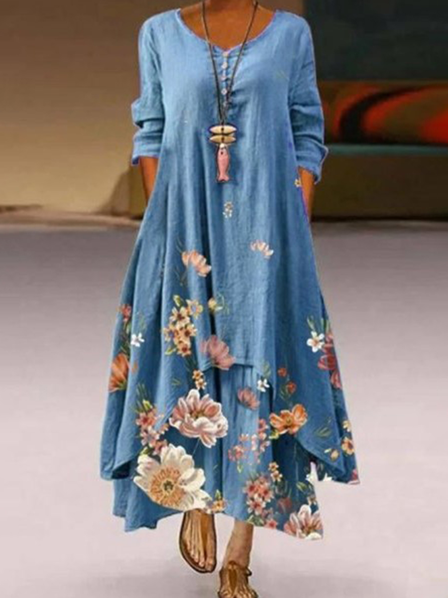 Casual Printed Long Sleeve Dress