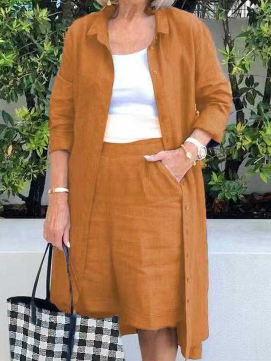 Summer Solid Color Casual Two piece Suit