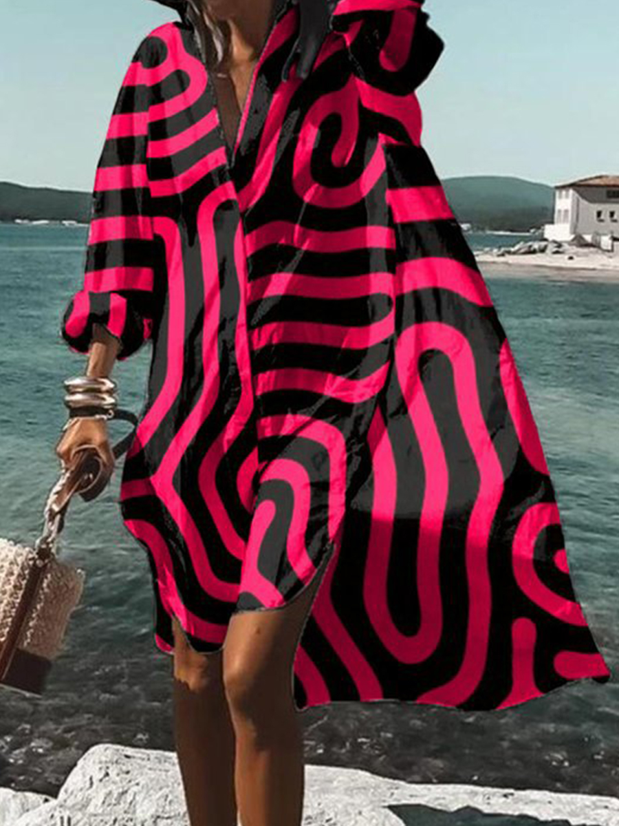 Fashion Print Shirt Resort Dress