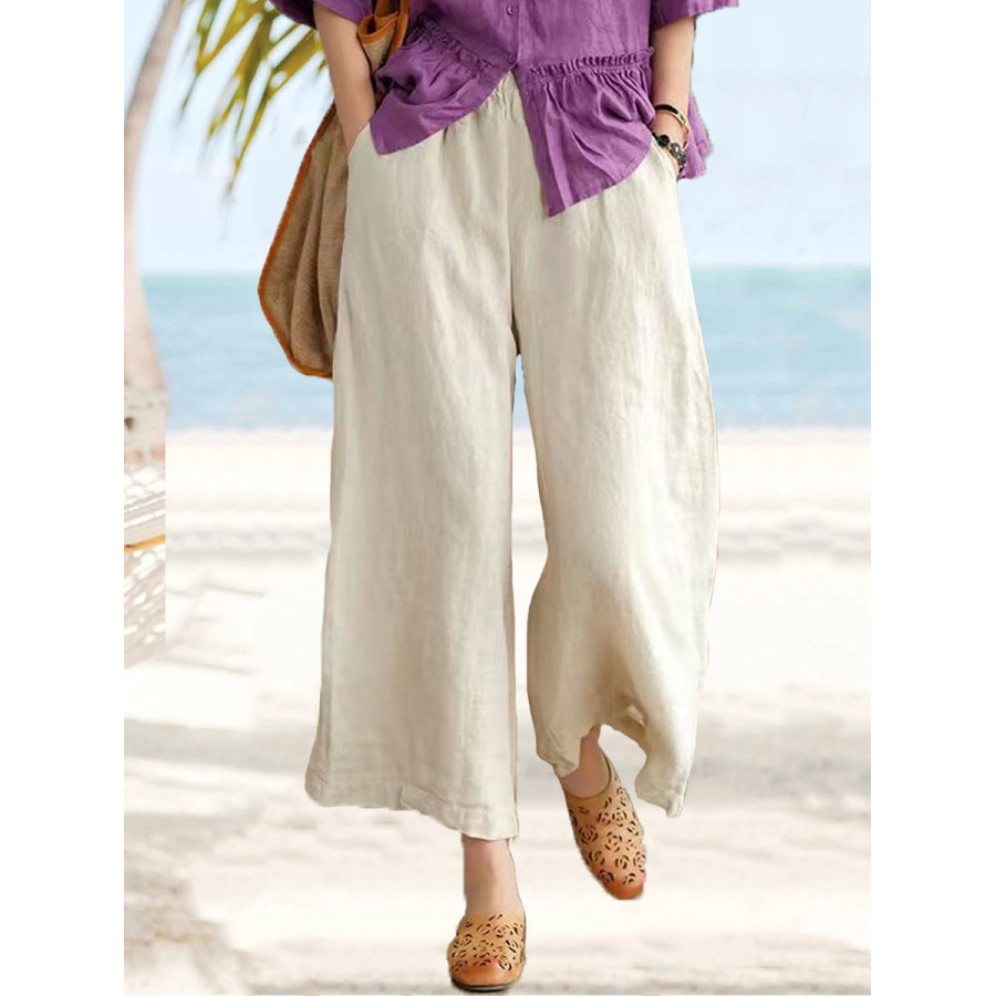 

Casual Loose Solid Color Wide Leg Pants