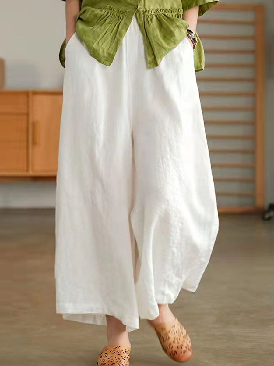 Casual Loose Solid Color Chic Wide Leg Pants