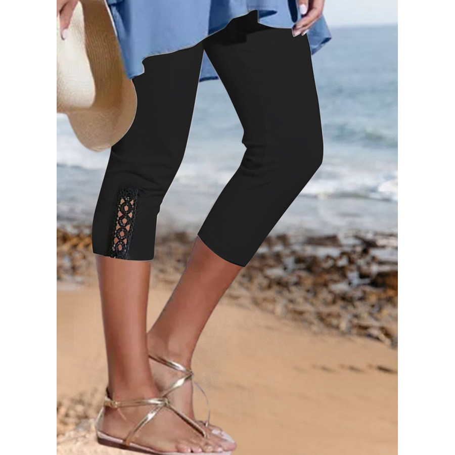 

Summer Solid Color Skinny Lace Leggings
