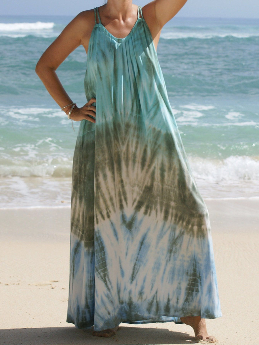 Women's Dresses Loose Boho Print Sling Sleeveless Dress