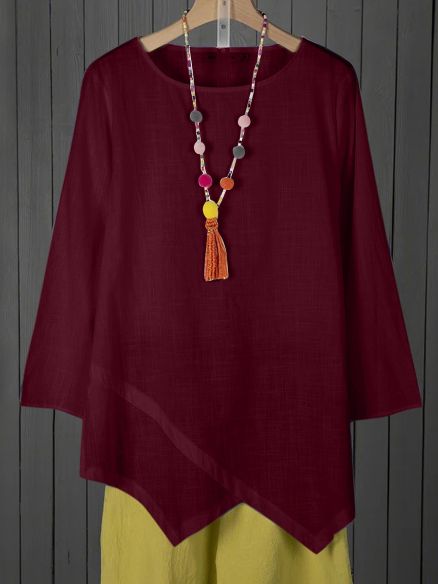 Spring/Autumn Casual Loose Solid Color Long Sleeve Blouse