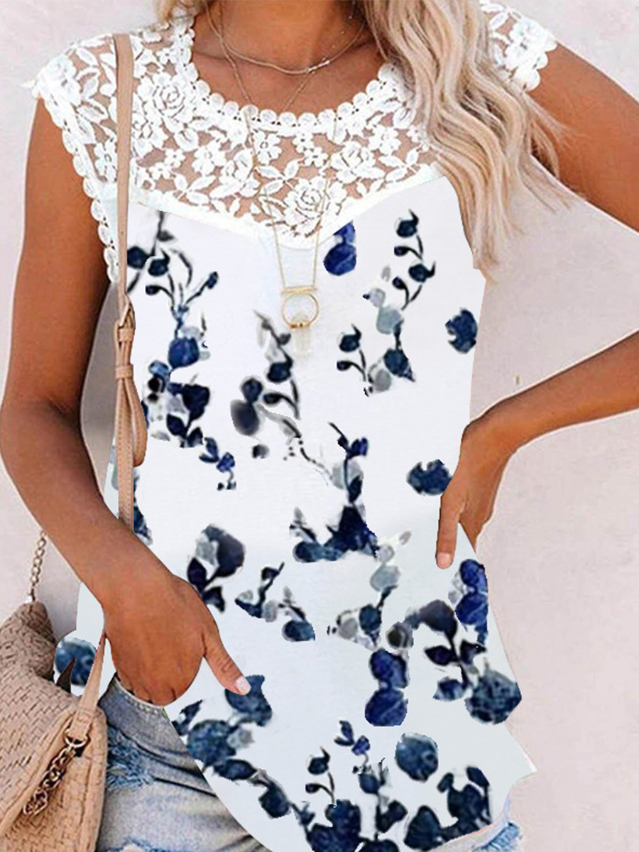 Simple Lace Collar Design Crew Neck Knit T Shirt
