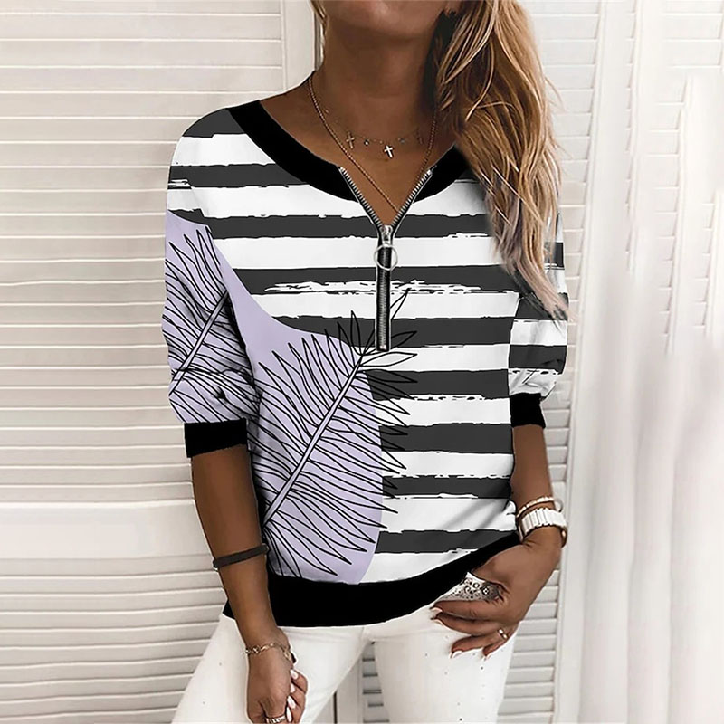 Ladies Casual Printed Round Neck Long Sleeve Sweatshirt