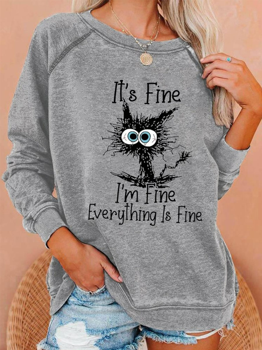 Long Sleeve Animal Crew Neck Women Sweatershirt