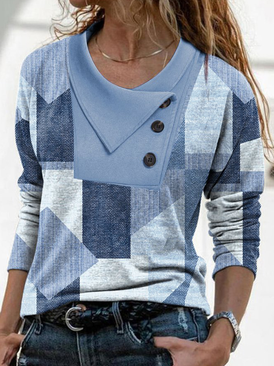 Asymmetrical Geometric Casual T shirt