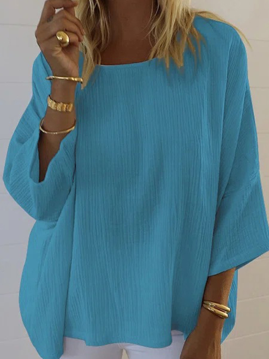 Solid Color Loose Crewneck T shirt