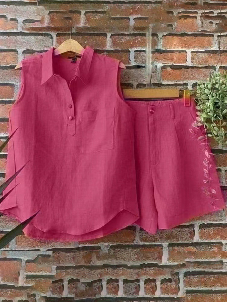 Summer Loosen Solid Color Two piece Suit