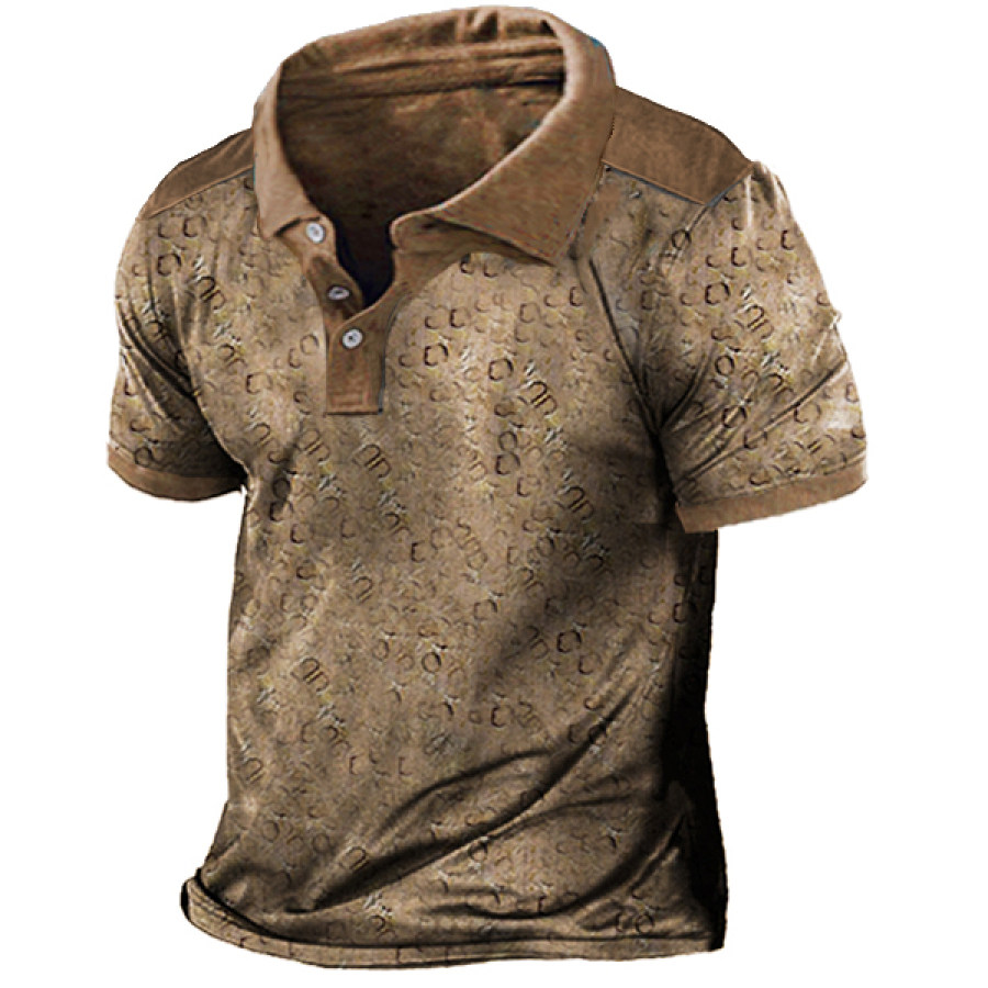 

Men's Outdoor Tactical Casual Commuter Stretch Print Polo Shirt