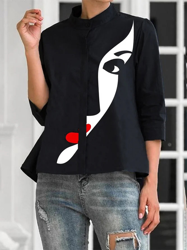 Ladies Fashion Face Print Top