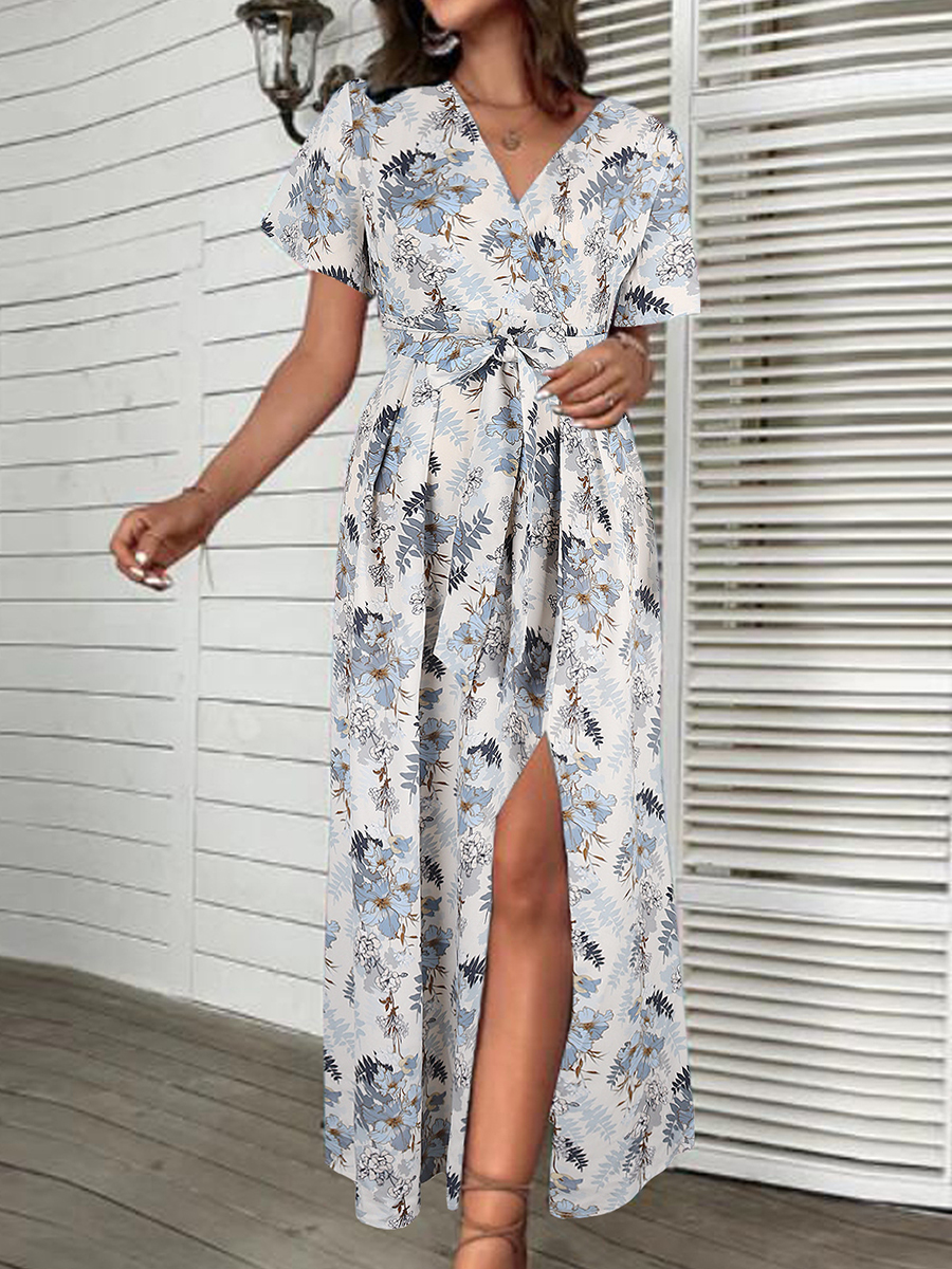 Summer Casual Loosen Print Dress With Belt
